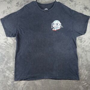 Mens XL Busch Light T-Shirt Black Excellent Racing Team Graphic Tee NASCAR Beer